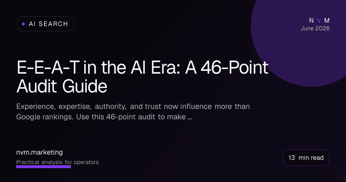 Branded E-E-A-T audit card showing trust signals for AI search visibility