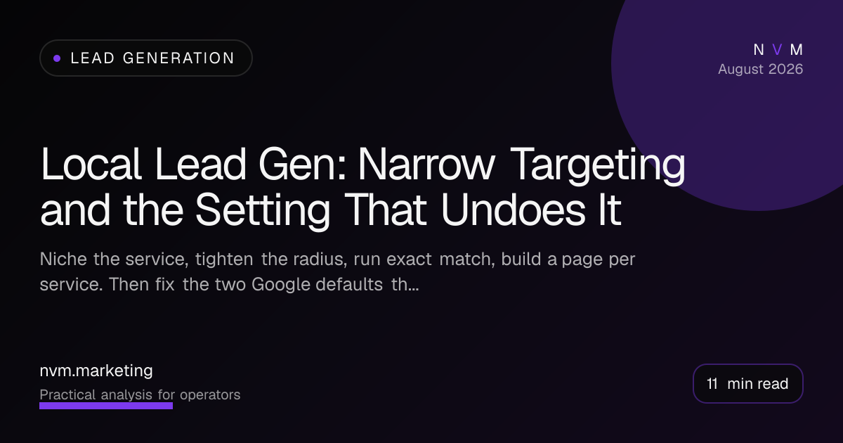 Local Lead Gen: Narrow Targeting and the Setting That Undoes It